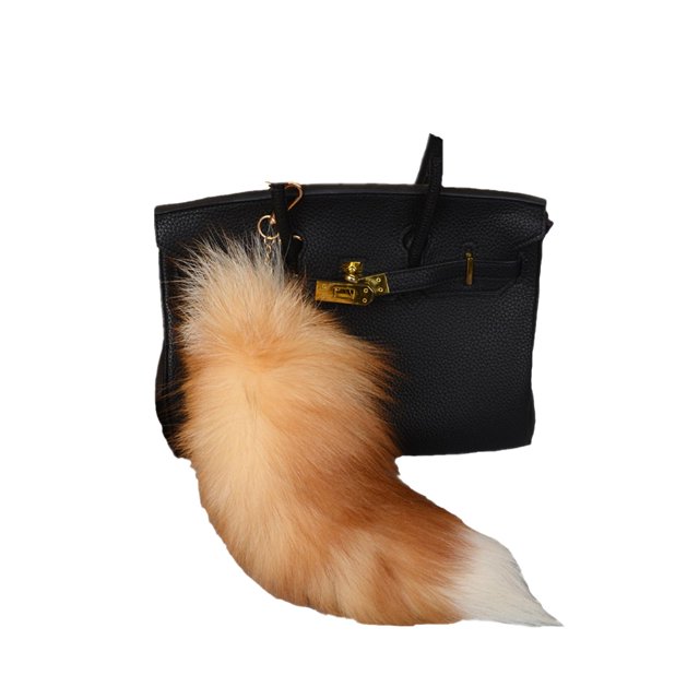 SeaISee Llavero con Cola de Zorro Llavero de Piel marrón Bolso Suave y Esponjoso Colgante Colgante Accesorio Personal para Mujer - Cosplay Halloween