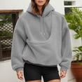 thumbnail image 5 of Women's Oversized Fuzzy Pet Carrier Hoodie, Soft Sherpa Dog Cat Pocket Hooded Sweatshirt for Pet Owners Daily Autumn Winter Loungewear Outfits(Light Gray/XXXL), 5 of 7