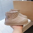 thumbnail image 5 of Lovzfmll Boys Girls Snow Boots, Fleece Lined Warm Winter Boots, Round Toe Flat Heel Ankle Booties, Outdoor Shoes for Toddler 2.5-3 Years, Khaki, 5 of 9