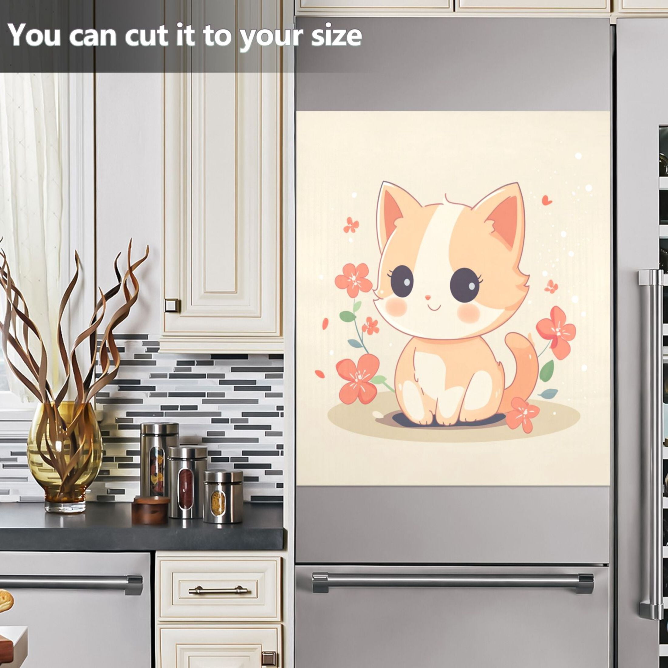 Dishwasher Magnetic Sticker 23x26 Inch Refrigerator Magnetic Sticker Washing Machine Magnetic Sticker Kitchen Panel Magnetic Sticker Home Decor A Cartoon Orange Cat