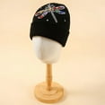 thumbnail image 3 of Womens Toboggan Jeweled Dragonfly Rhinestone Fashion Beanie Knitted Teens Warm Winter Cap Skullie Hat Black, 3 of 3