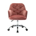 thumbnail image 5 of Veryke Modern Office Chairs, Swivel Chairs at Home with Velvet Padded Seat Lumbar Support and Wheels, Ergonomic Computer Desk Chair for Office Bedroom, Bean pink, 5 of 6