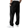 thumbnail image 3 of Men's Cotton Elastic Waist Sweatpants - Baggy, Wide Leg, Lounge Pants with Pockets for Daily Wear Black S, 3 of 7