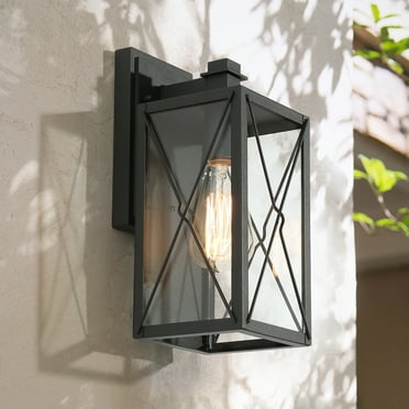 LNC 1-Light Black Lantern Outdoor Wall Sconce, Waterproof Exterior Wall Light
