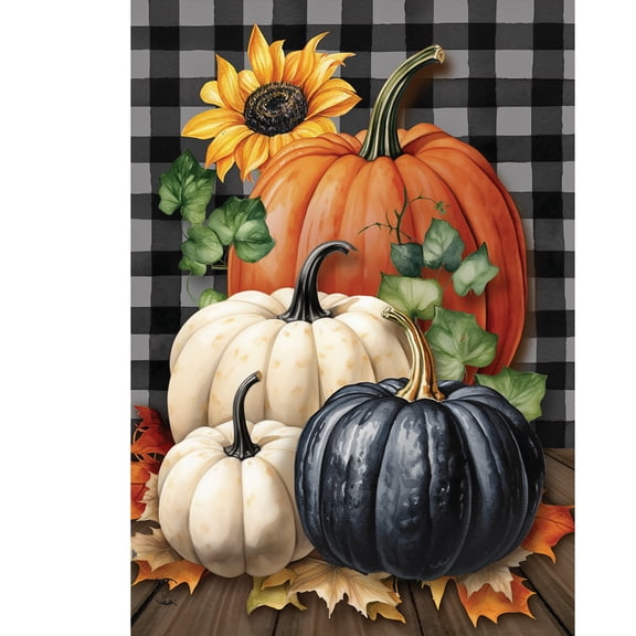 Briarwood Lane Fall Garden Flag 12x18 For Outdoor Fall Checkered Pumpkins For Fall Garden Flag Flags For Outside