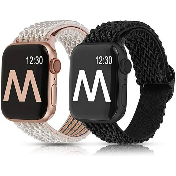 Wealizer 2 Packs Apple Watch Bands Stretchy 41mm 38mm 40mm 45mm 42mm 44mm for Women Men, Adjustable Sport Elastic Solo Loop Strap Soft Nylon Wristband for iWatch Series SE 7 6 5 4 3 2 1