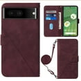 thumbnail image 1 of Jiahe Cover Case for Google Pixel 7 Pro, Wallet Case with Card Holder, Adjustable Crossbody Lanyard PU Leather Kickstand Card Slots Magnetic Flip Cover Case 6.7 Inch, Winered, 1 of 9