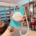 thumbnail image 2 of iPhone 11 Heavy Duty Case Wrist Chain Bracelet Luxury Flower Style Cover - Blue, 2 of 5
