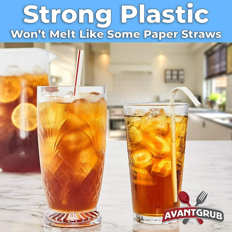Avant Grub 7.75 inch Clear, BPA-Free Plastic Individually Wrapped Cocktail Straws, 250 Pack, Size: 16 in