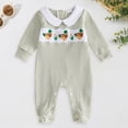 thumbnail image 2 of 0-3 Months Infant Jumpsuit Fall Baby Boy Footie Romper Jumpsuit Footed Clothes Knit Outfit Long Sleeve Newborn Fall Winter Clothes,Green Jumpsuit One-Piece Jumpsuit, 2 of 6