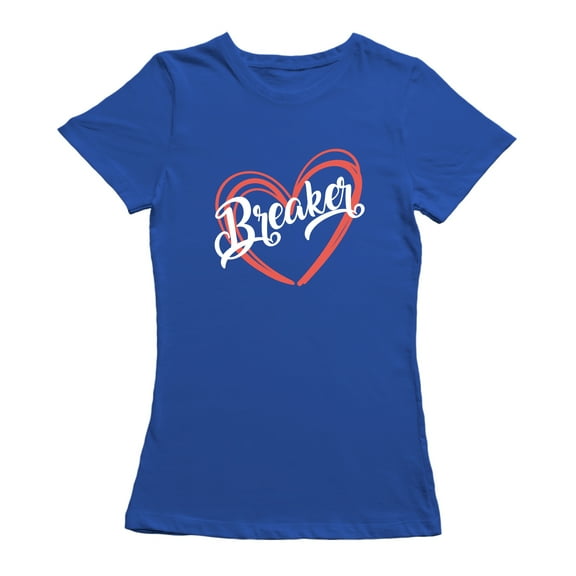 Heart Breaker Heart Design Women Royal Blue T-Shirt, Female Large