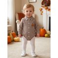 thumbnail image 5 of Cjfdfy Newborn Baby Girl Boy Thanksgiving Clothes Turkey Embroidery Romper Long Sleeve Button Down Collared Plaid Bodysuit Infant Cute Turkey Thanksgiving Fall Winter Outfit, 5 of 9