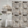 thumbnail image 5 of Beige Brown Marble Shower Curtains for Bathroom, Waterproof Fabric Bath Curtains Decor, Bath Tub Curtain Simple Vintage Brick Stone Wall Decorative Shower Curtain Sets with 12 Hooks, 72x72 Inch, 5 of 7