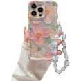 thumbnail image 6 of for iPhone 13 pro Case Clear Blue Floral Bear Camera Lens Case with Lovely Flower Bracelet Chain for Women,Shockproof Cover-Blue, 6 of 12