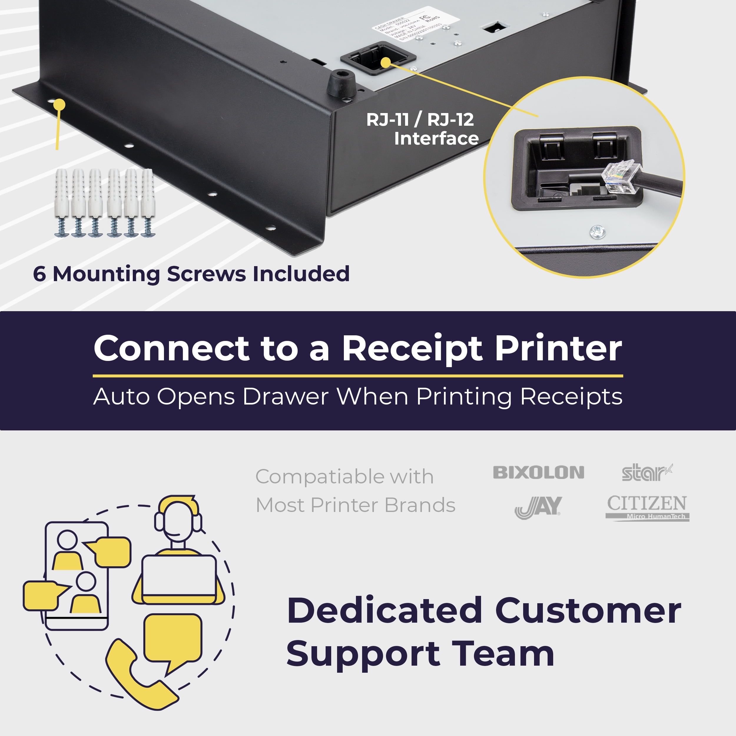 Buy Cash Register Drawer with Under Counter Mounting Bracket 13 Black