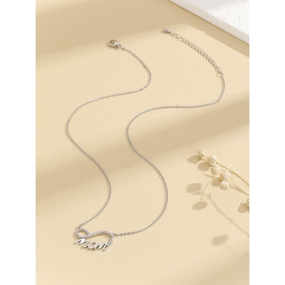 Nvzi-a Mother's Day Gift Ideas - Mothers Day Necklace for Mom Mothers Day Gifts for Mom from Son Gifts for Her Mom Gifts for Mothers Day Grandma Mothers Day Gift(Silvery)