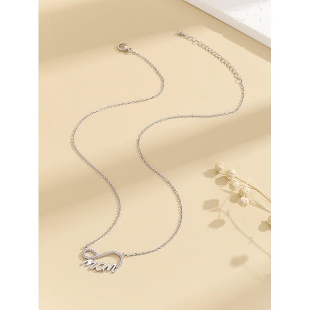Nvzi Ideas de regalos para el Día de la Madre - Collar del Día de la Madre para Madre para mamá de parte de su hijo Regalos para ella Regalos para mamá Regalo del Día de la Madre (plateado)