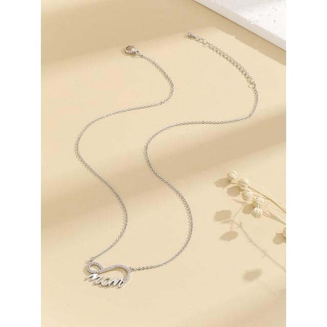 Nvzi Ideas de regalos para el Día de la Madre - Collar del Día de la Madre para Madre para mamá de parte de su hijo Regalos para ella Regalos para mamá Regalo del Día de la Madre (plateado)