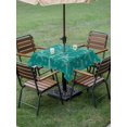 thumbnail image 4 of Outdoor Tablecloth with Umbrella Hole for Patio/Picnic/Party/Camping, Summer Ocean Waterproof Table Cloth Square Cover Washable, Coastal Starfish Marine Life Green (60"x 60"), 4 of 9