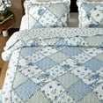 thumbnail image 4 of Quilt Set 3-Piece Floral Patchwork Reversible Quilted Bedspread Coverlet Set Lightweight Comforter Bedding Set Bed Sheet Set Cover Blanket with 2 Pillow Shams, 4 of 7