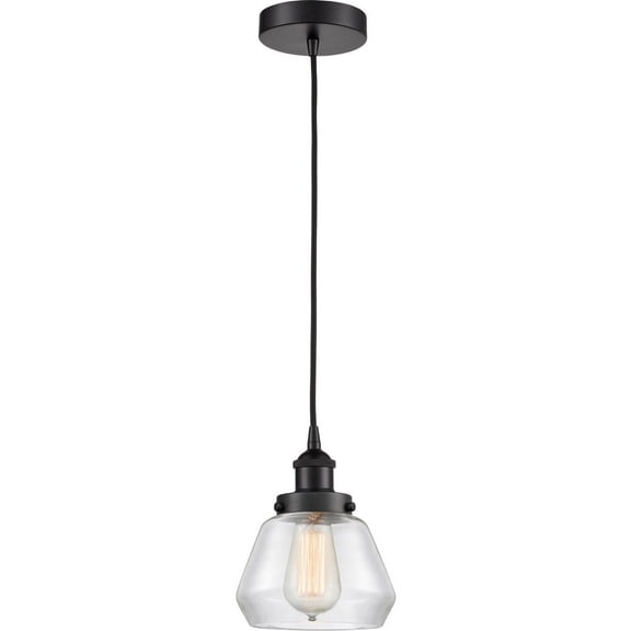 616-1PH-BK-G172 Innovations Lighting Fulton - 1 Light Mini Pendant In Industrial Style-10 Inches Tall and 7 Inches Wide-Matte Black Finish-Clear Glass