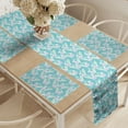 thumbnail image 2 of Ambesonne Spring Table Runner & Placemats, Snowdrop Flowers and Leaves, Placemat 4 pcs + Runner 14"x90", Mint Green Pale Sky Blue, 2 of 2