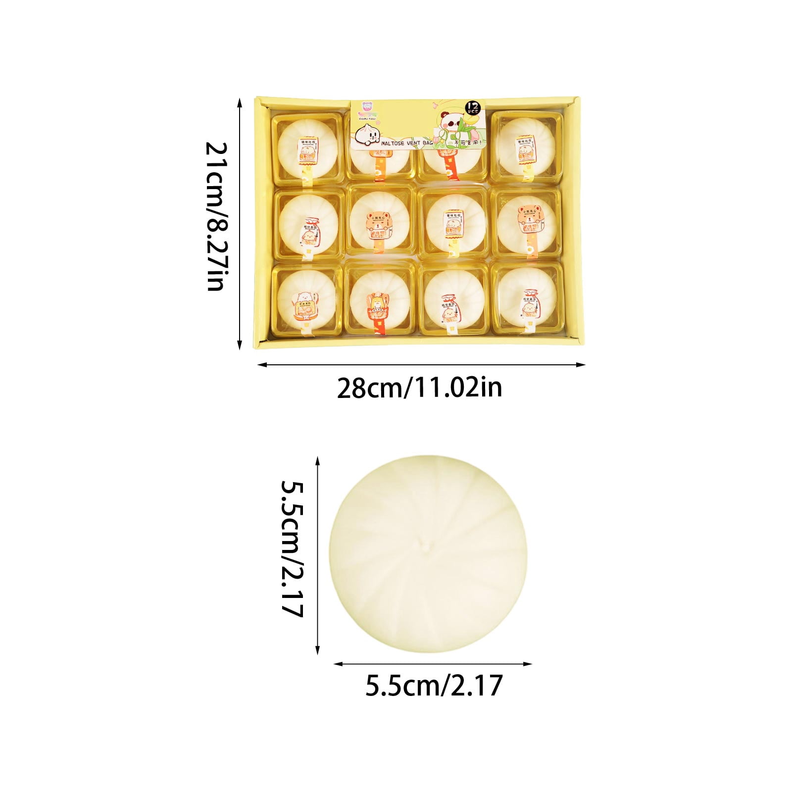 12pc Giant Steamed Bun Squishy Maltose Slow Rising Squishy Viral Bao Bun Stress Ball,Soft Gel Filled Bulk Fidget Anxiety Calming Mystery Pack for Adult Office Desk，As Show