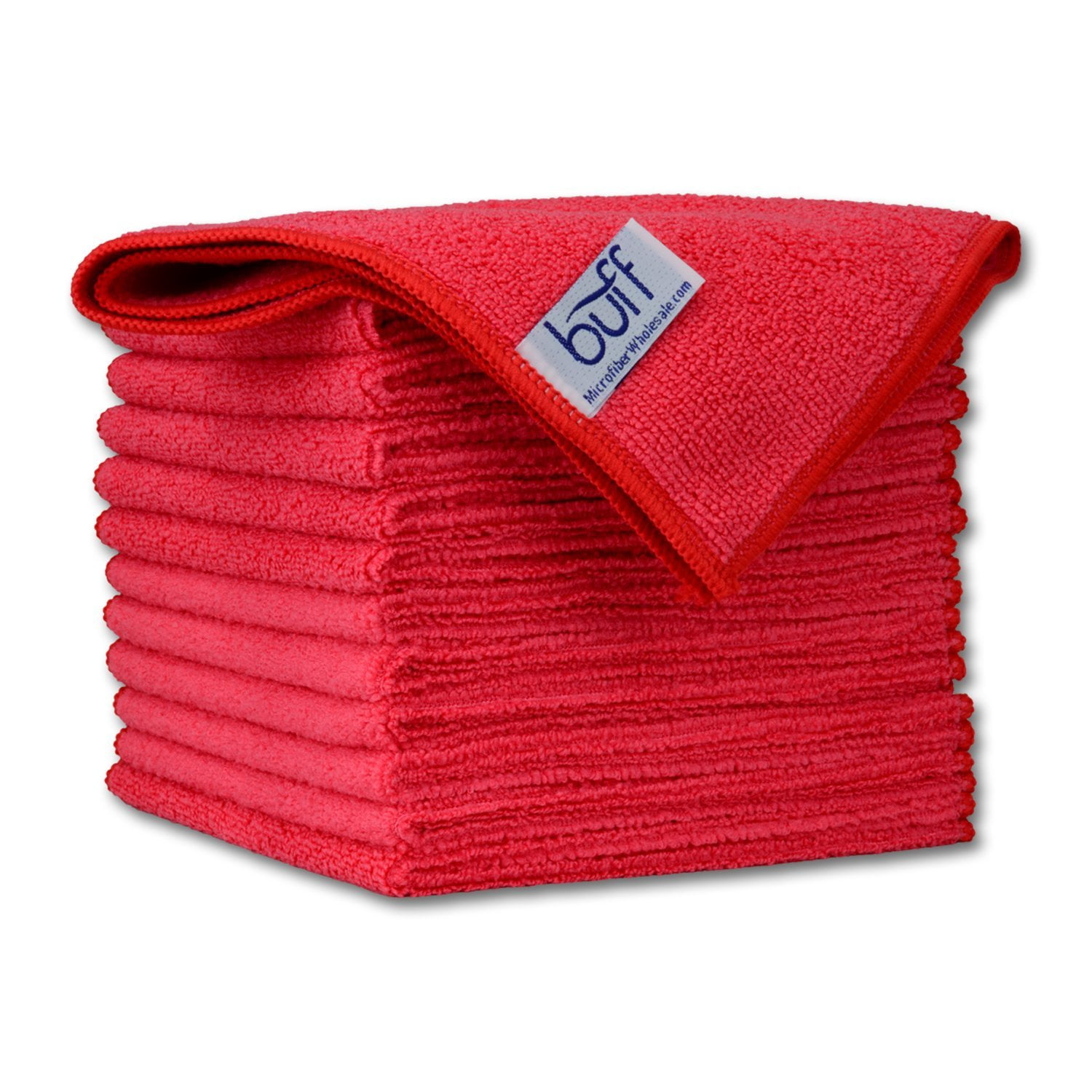 12" x 12" Buff Pro MultiSurface Microfiber Cleaning Cloths Red 12