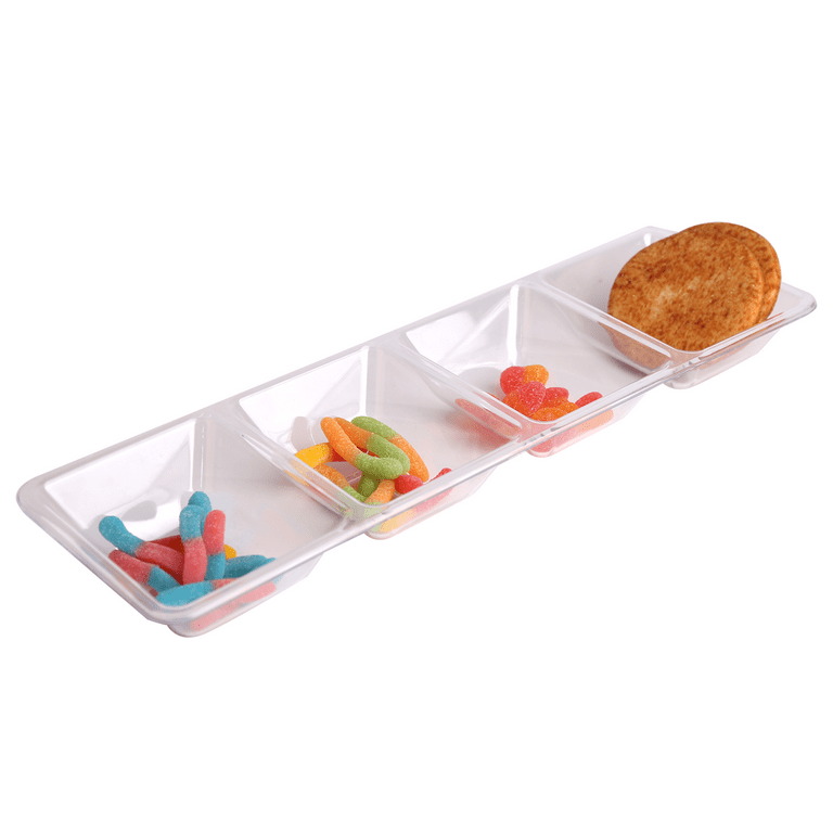16 inch Clear Rectangular Compartment Tray, 4 Compartments, Plastic Food  Tray, Way to Celebrate
