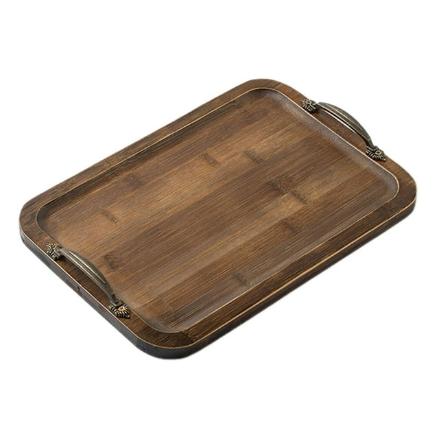 Bandeja para servir, bandeja para desayuno, vajilla para desayuno, bambú, diseño Vintage, cena, comedor, té, queso, bandeja de café, bandeja de Bambú