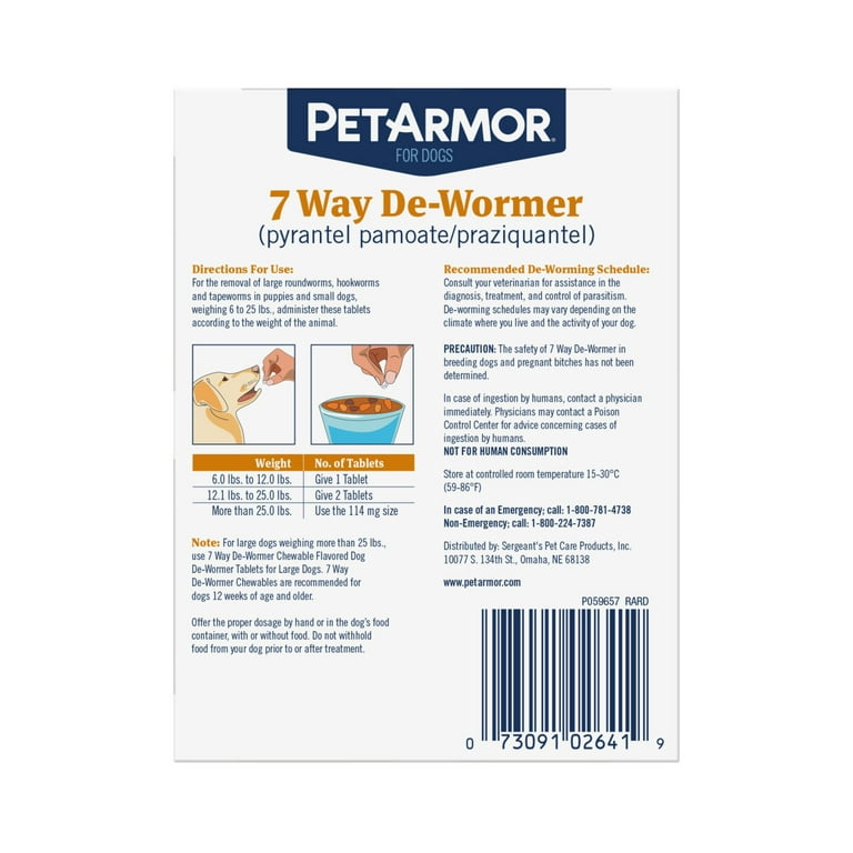 PetArmor 7 Way de Wormer for Small Dogs | 6 ct