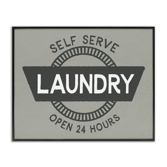 Stupell Industries Retro Self Serve Laundry Bath & Laundry Painting Black Framed Art Print Wall Art, 14 x 11