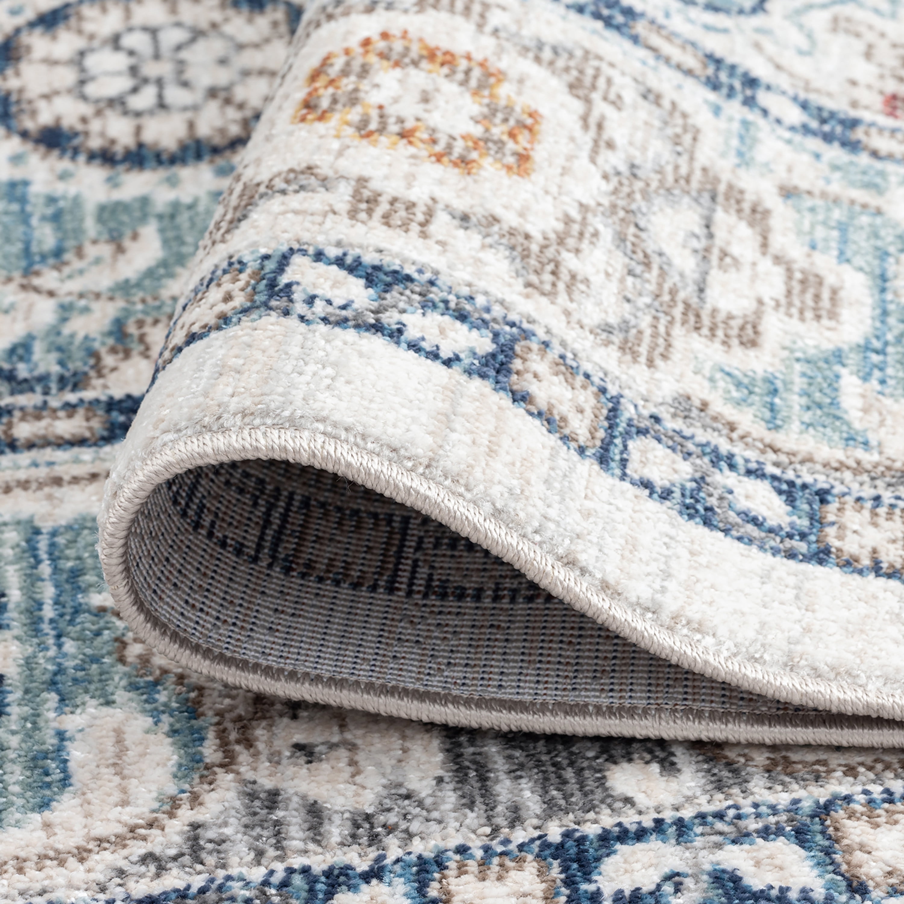 Transitional 2x8 Area Rug (2'3'' x 7'7'') Oriental Gray, Blue Indoor Runner Easy to Clean