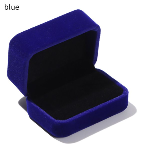 Engagement Exquisite Wedding Storage Box Couple Double Ring Box Display Box Velvet Jewelry Case BLUE