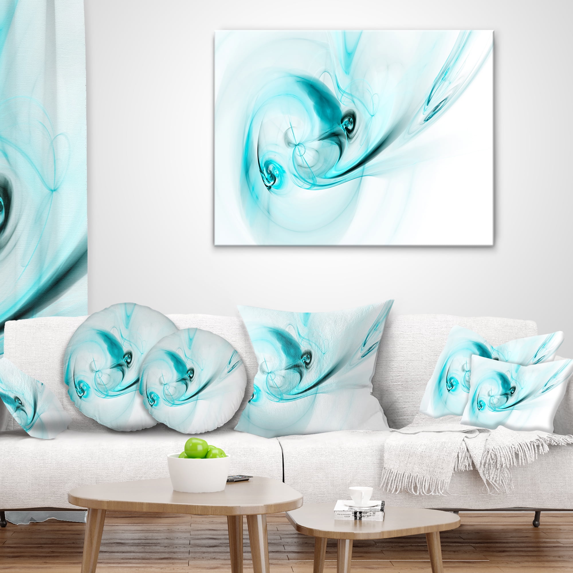 Designart Colored Smoke Light Blue - Abstract Throw Pillow - 16x16
