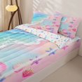 thumbnail image 3 of Manfei Blue Ocean Waves Zipper Twin Comforter Sets with Fitted Sheet and 2 Pillowcases,Pink Sand Zipper Bedding Set,Colorful Stars Reversible,4pcs, 3 of 8