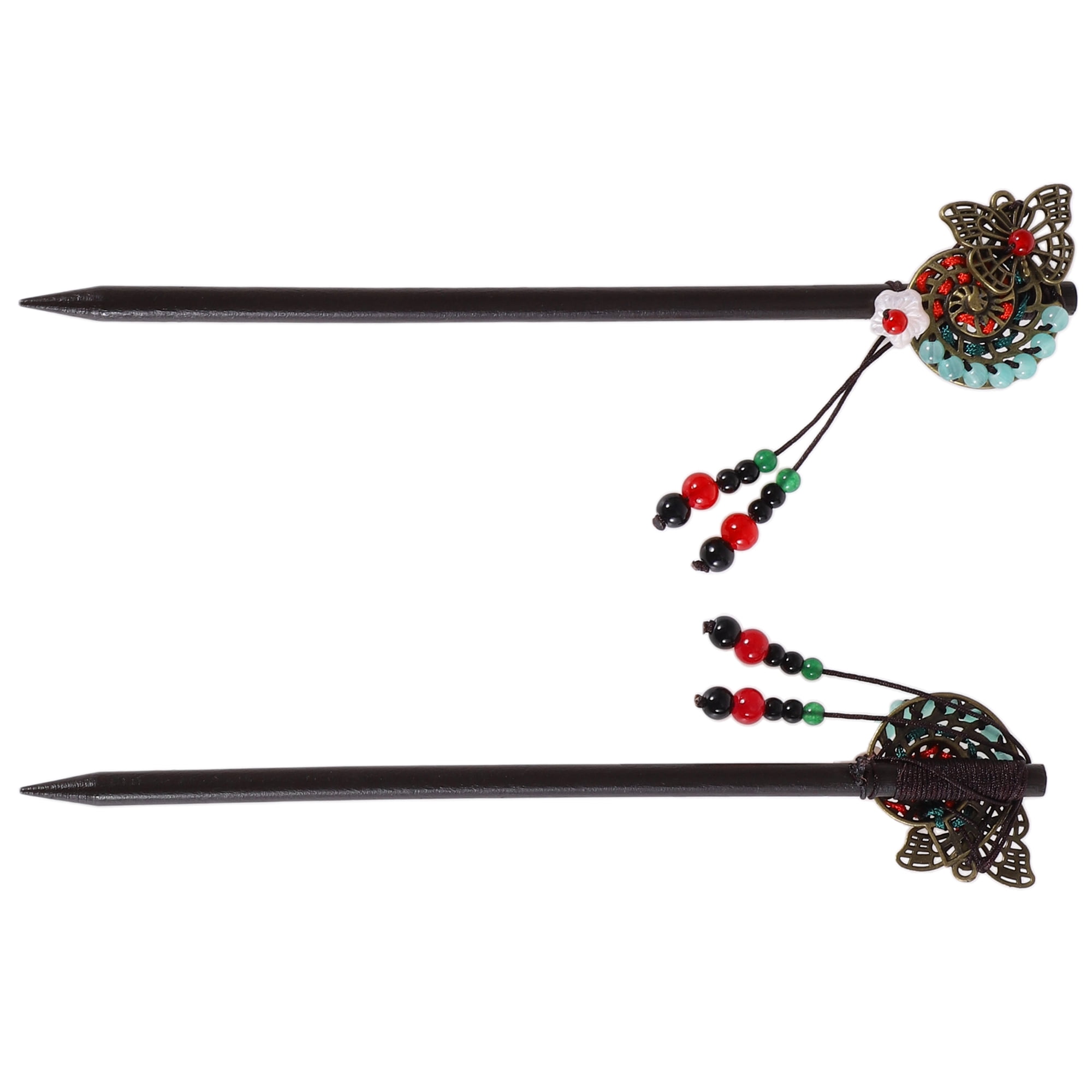 Unique Bargains Hair Stick Pin for Women 1Pc Black, Red [Flower]