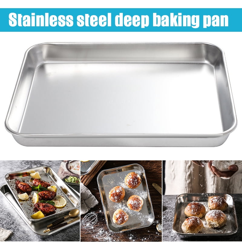 Dishwasher Safe By Meleg Otthon M Sheet Pan,Cookie Sheet,Hotel Pan,Heavy Duty Stainless Steel Baking Pans,Toaster Oven Pan,Jelly Roll Pan,Barbeque Grill Pan,Deep Edge,Superior Mirror Finish 