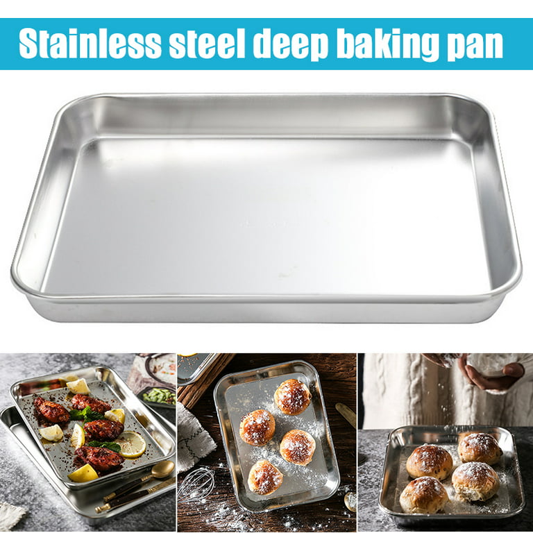 Baking Pans Set of 4, Stainless Steel Baking Pans, Large Framed Baking Pan  Cookie Sheets, Healthy Non-Toxic, Rust and Mirror Finished, Easy to Clean  and Dishwasher Safe (4 Different Sizes) 