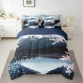 thumbnail image 2 of Feelyou Tokyo Mount Fuji Twin Bedding Sets 7-Piece for Adult, Pink Cherry Blossoms Bedding Comforter Set, Japanese Style Reversible Sheet Sets, Luxury Bedroom Decor, 2 of 7