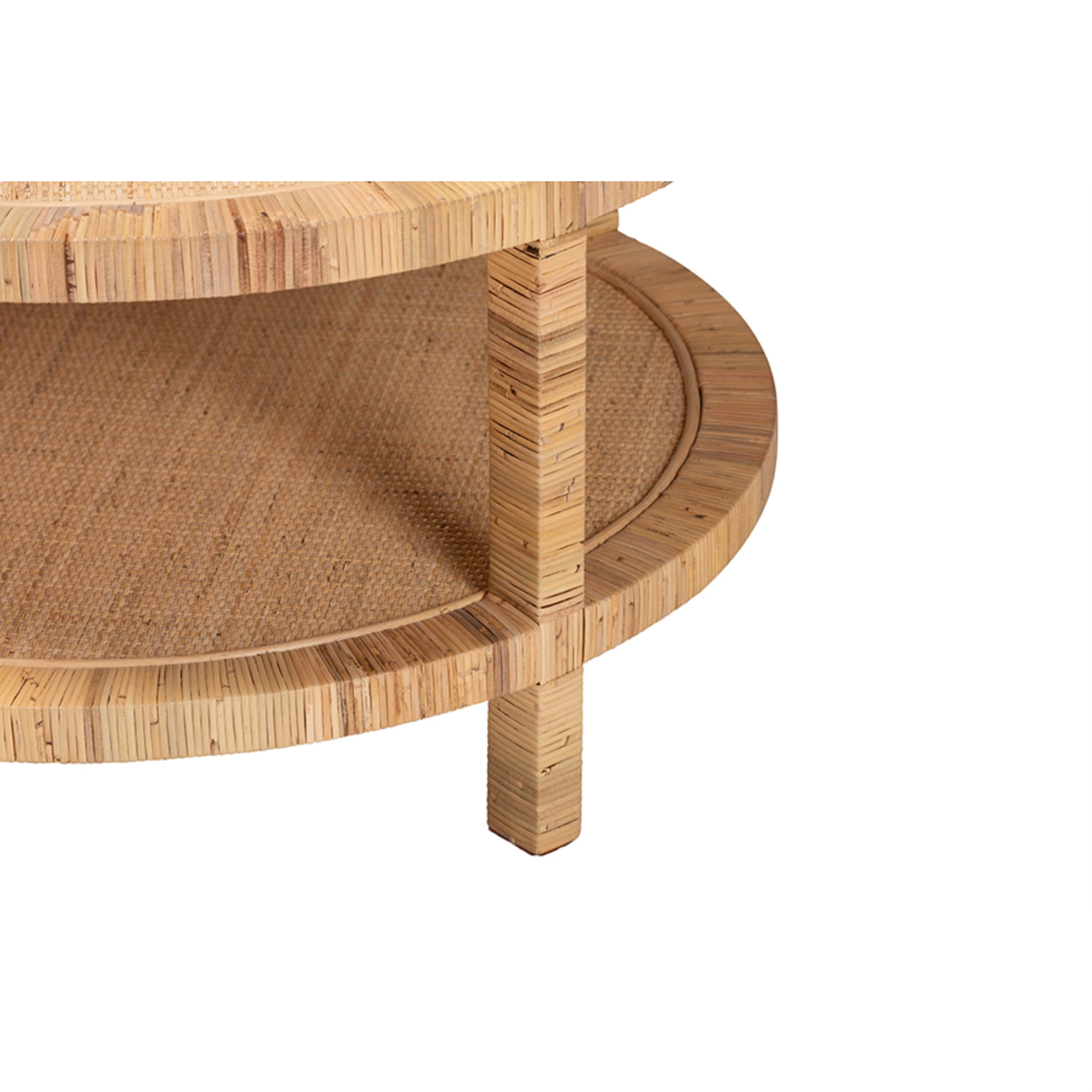 bali & pari Kalimantan Light Honey Rattan and Mahogany Wood Coffee Table