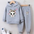thumbnail image 2 of Gubotare Girls' Clothing Sets Girls' Active Sweatsuit - 2 Piece Fleece Pullover Hoodie and Sweatpants - Jogger Pants Set Size 5T 6T (Grey,5-6 Years), 2 of 7