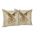 thumbnail image 6 of Ambesonne Vintage Throw Pillow Cover 2 Pack, Dots Bunny Geometric, 20", Pale Brown, 6 of 6