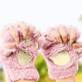 thumbnail image 5 of Soft Fluffy Gloves Mens Women Cat'S Claw Gloves Plush Half-Finger Bear'S Paw Fingerless Gloves Cute Womens Thick Halter Gloves Cartoon Warm Gloves, 5 of 5