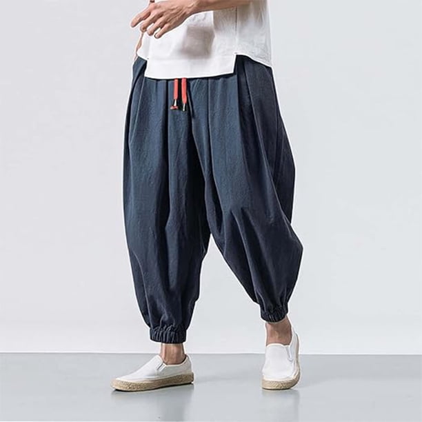 Pantalones largos para hombre, informales, para uso diario, para exteriores, playa, holgados, ligeros y transpirables, de poliéster.