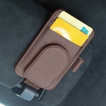 CxhicLuv Car Eyeglass Clip, Auto Card Holder, Leather Visor-Mounted Universal Multicolor, Car Interior Organizers, Glasses & Business Card Storage for Drivers, Professionals, Brown