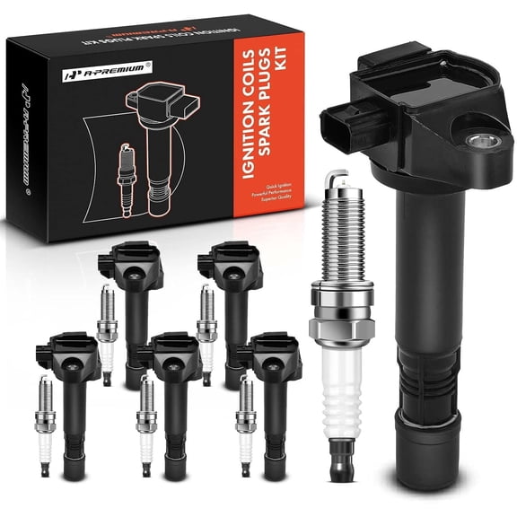 A-Premium Set of 6 Ignition Coil Pack and Iridium Spark Plugs Compatible with Honda Accord 2013-2017, Pilot 2016-2019, Odyssey 2018-2019, Ridgeline 2017-2019, Crosstour & Acura RDX, TLX, RLX