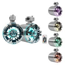 2) Rockville WB65KLED 6.5" 600w Metal Marine Wakeboard LED Tower Speakers Remote