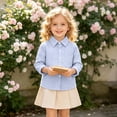 thumbnail image 3 of Boys Girls Shirts Long Sleeve Button Down Collared Checked Shirt with Chest Pocket Kids School Uniform 2-9 Years, 3 of 9