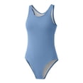 thumbnail image 3 of JAJAHO One Piece Swimsuit For Girls Racerback Athletic Training Solid Color Bathing Suit Full Coverage Swimwear For Kids 3-14 Years, 3 of 7
